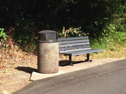 ...and open benches, as well as lots of garbage cans – the section within Clackamas County offers no benches at all